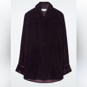 COS Relaxed Velvet Shirt Silk Blend Oversized | Mahogany | Size 14